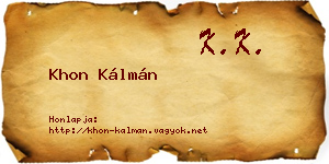 Khon Kálmán névjegykártya
